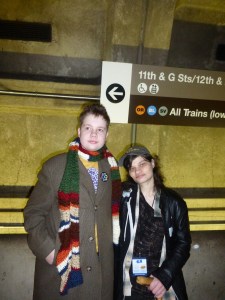 H and Emily at the Metro waiting for a train. 