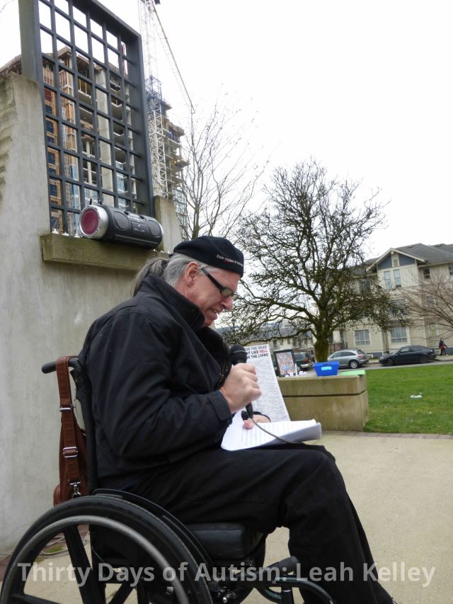 2015 Day of Mourning. Norman Kunc, reading his speech. 
